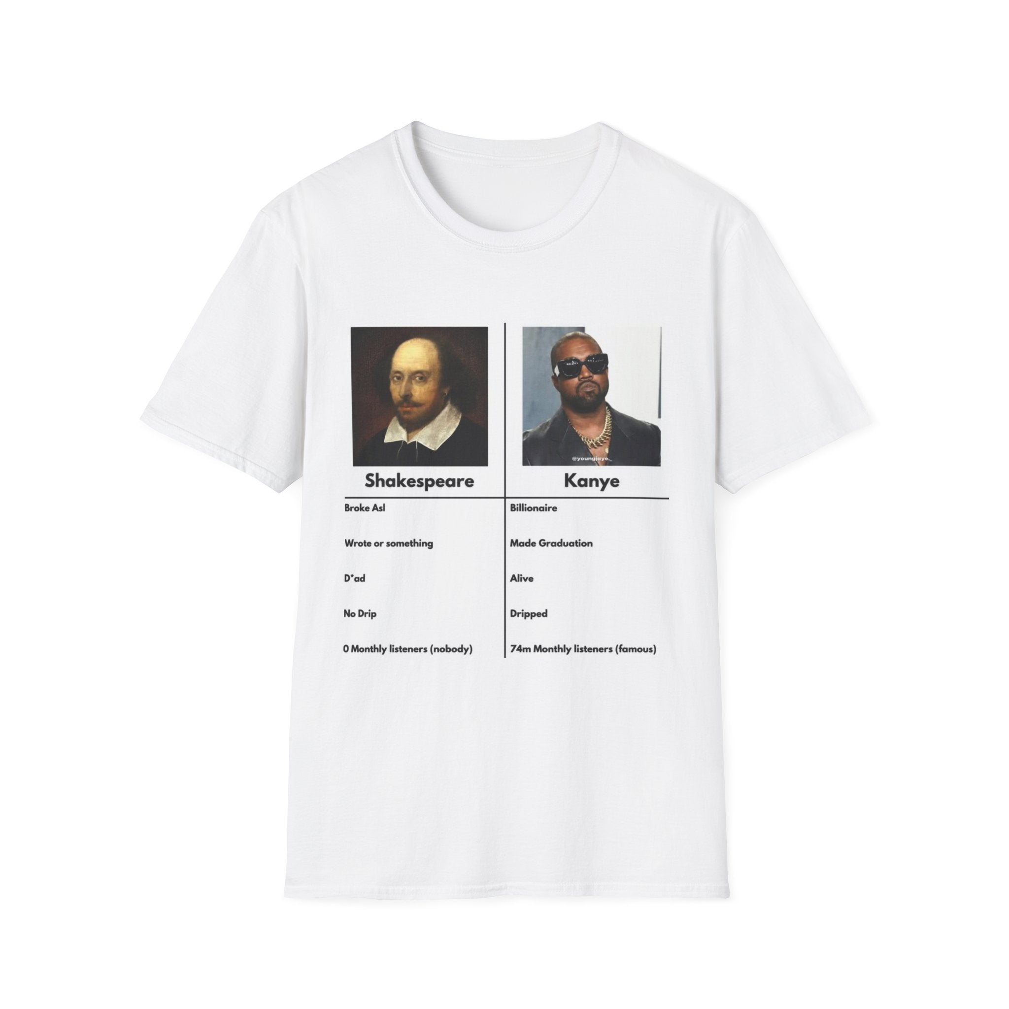 Shakespeare vs. Kanye Comparison T-Shirt — Funny Pop Culture Portrait Tee